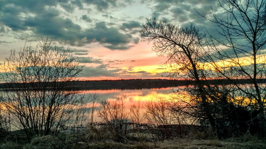 Sunset on a lake in Fairmont Minnesota