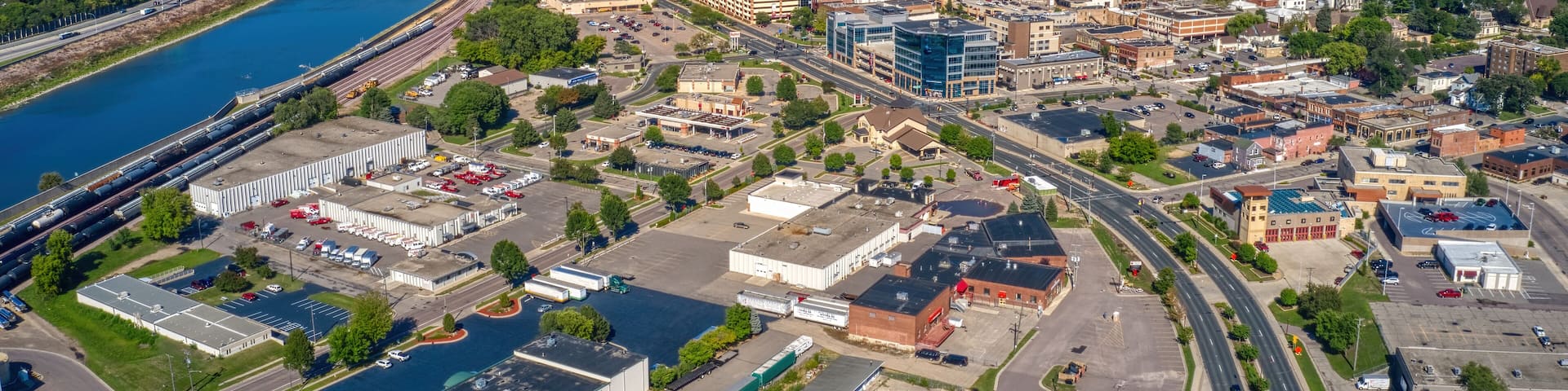 Aerial View of the Downtown Business District of Mankato, Minnesota