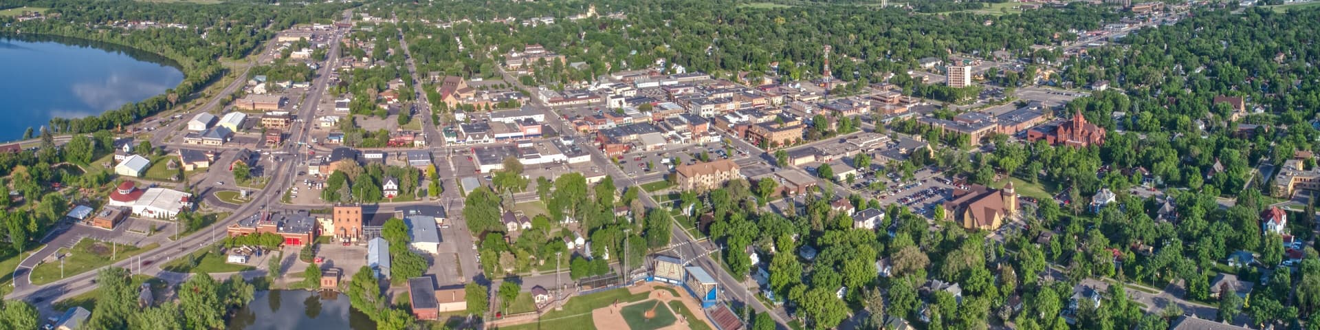 Aerial view of downtown Alexandria, Minnesota