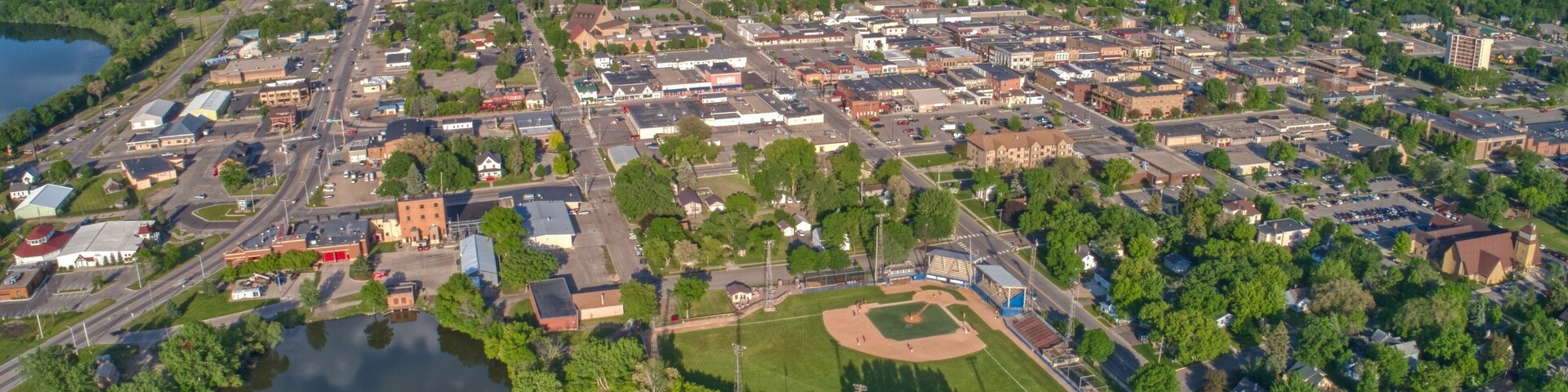 Aerial view of downtown Alexandria, Minnesota