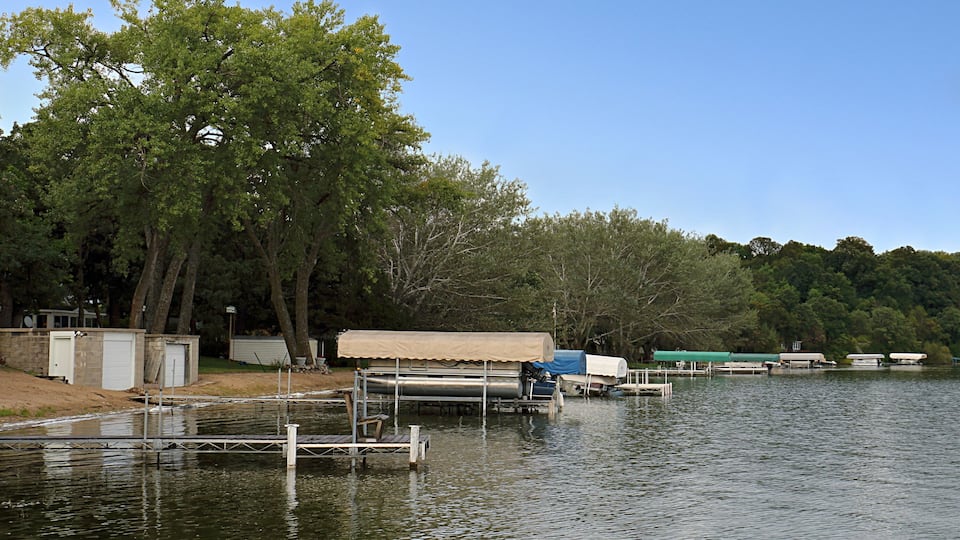 Lake Washington Shoreline with Docks and Boats