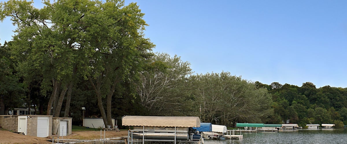 Lake Washington Shoreline with Docks and Boats