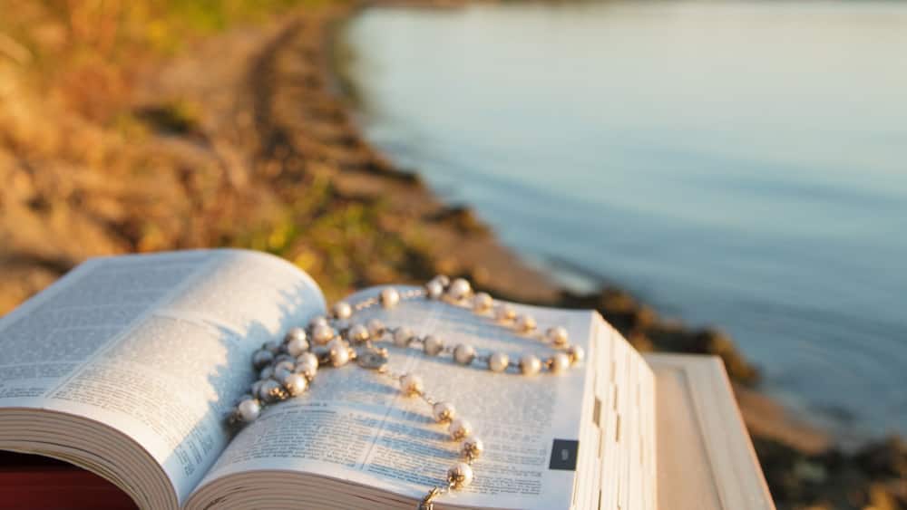 Rosary and Bible on Lake, Waconia Minnesota
