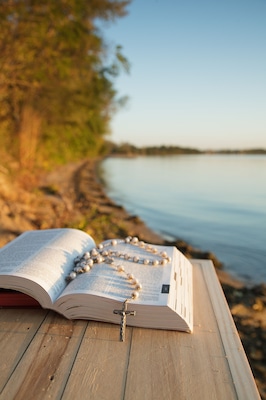 Rosary and Bible on Lake, Waconia Minnesota