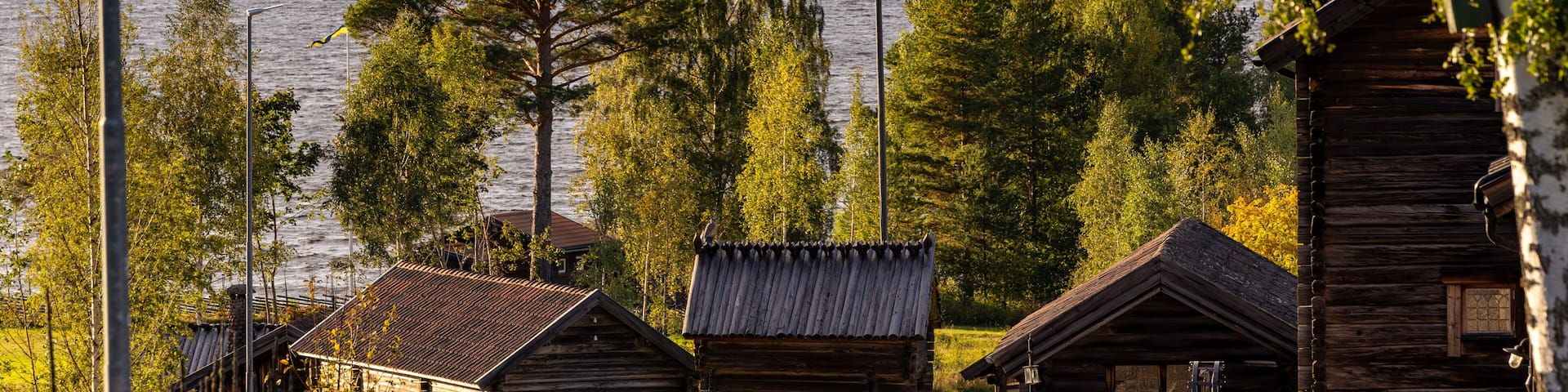 Tällberg, Sweden A landscape with traditional wooden houses typical of the Dalarna region.