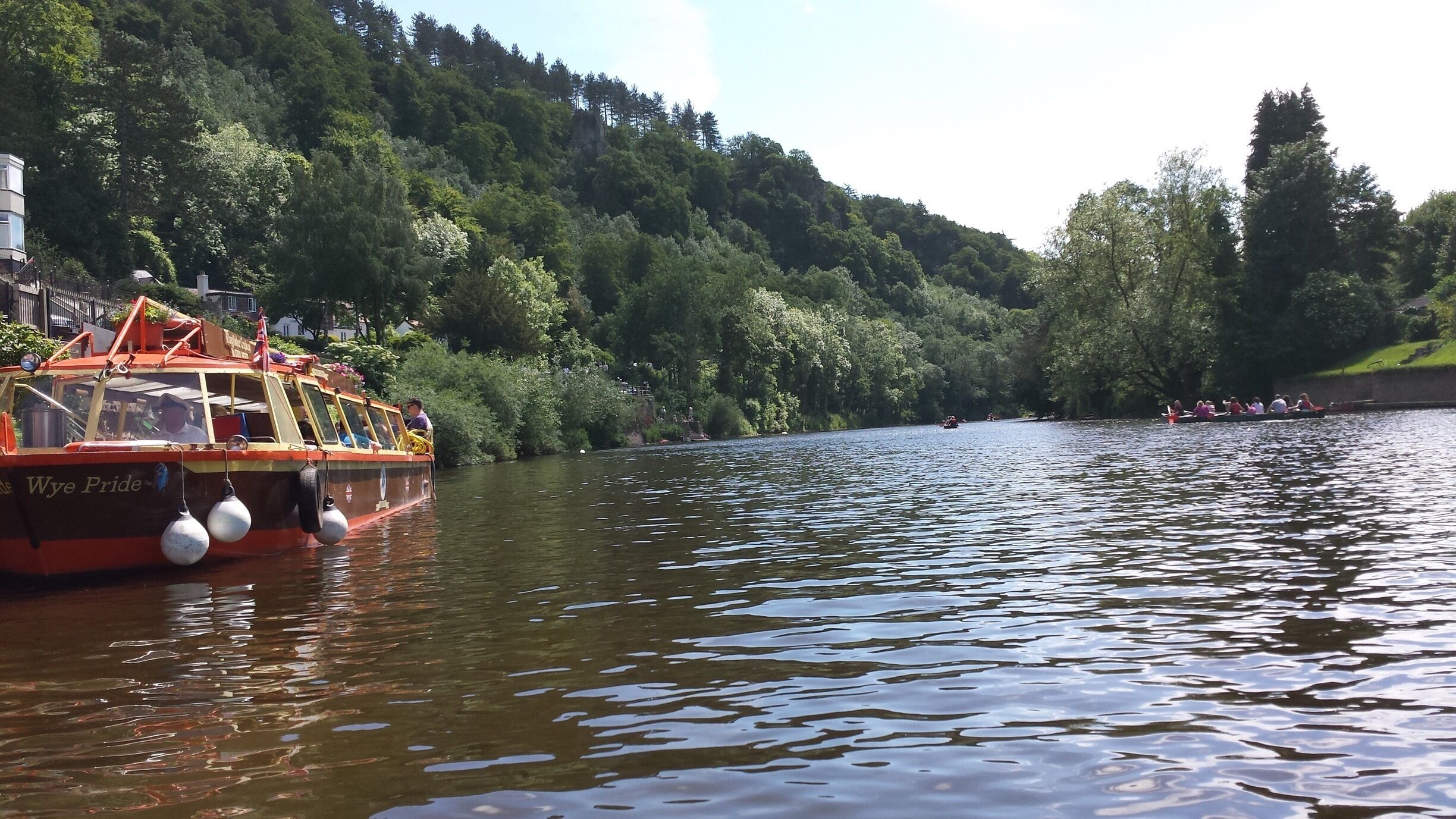 A view across the River Wye from the river's hand pulled ferry