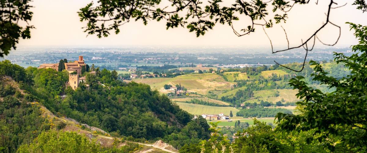 Bologna landmark Abbey of Monteveglio horizontal background Emilia Romagna region