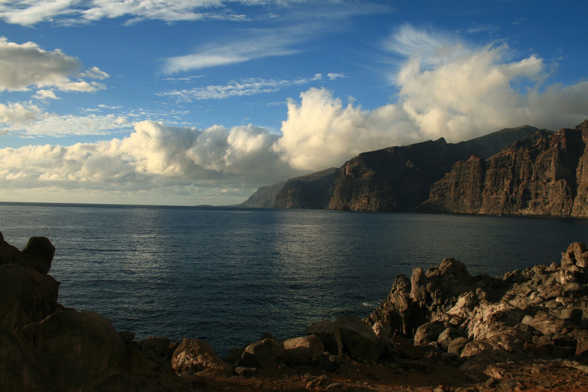 Looking at the cliffs of Los Gigantes found on the islands of Tenerife. early evening shot. 