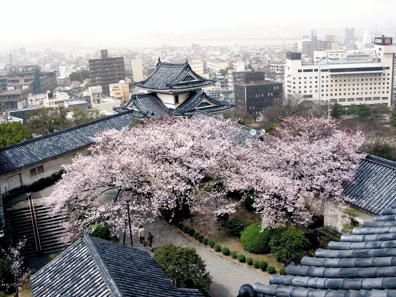 Skyline of Wakayama, Wakayama, viewed from the Wakayama Castle.