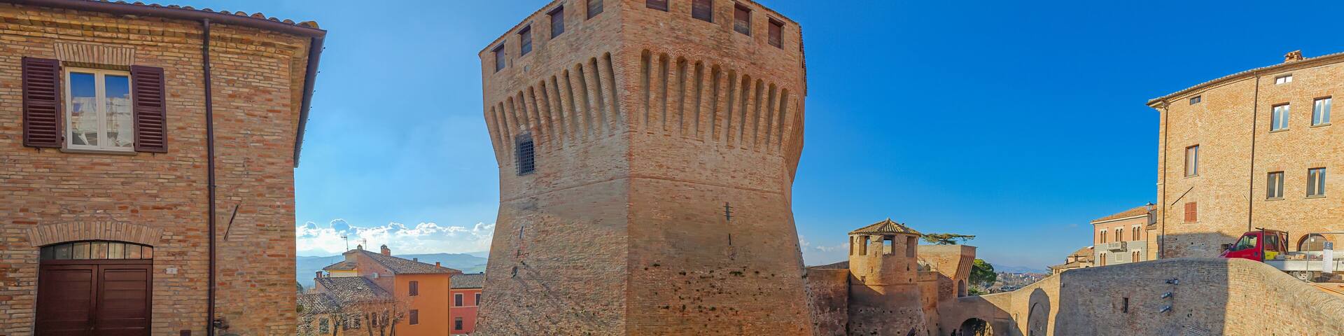 Mondavio, Italy - listed among the most beautiful villages in Italy, Mondavio displays a wonderful Old Town highlighted by the 15th-century castle and impressive defensive towers
