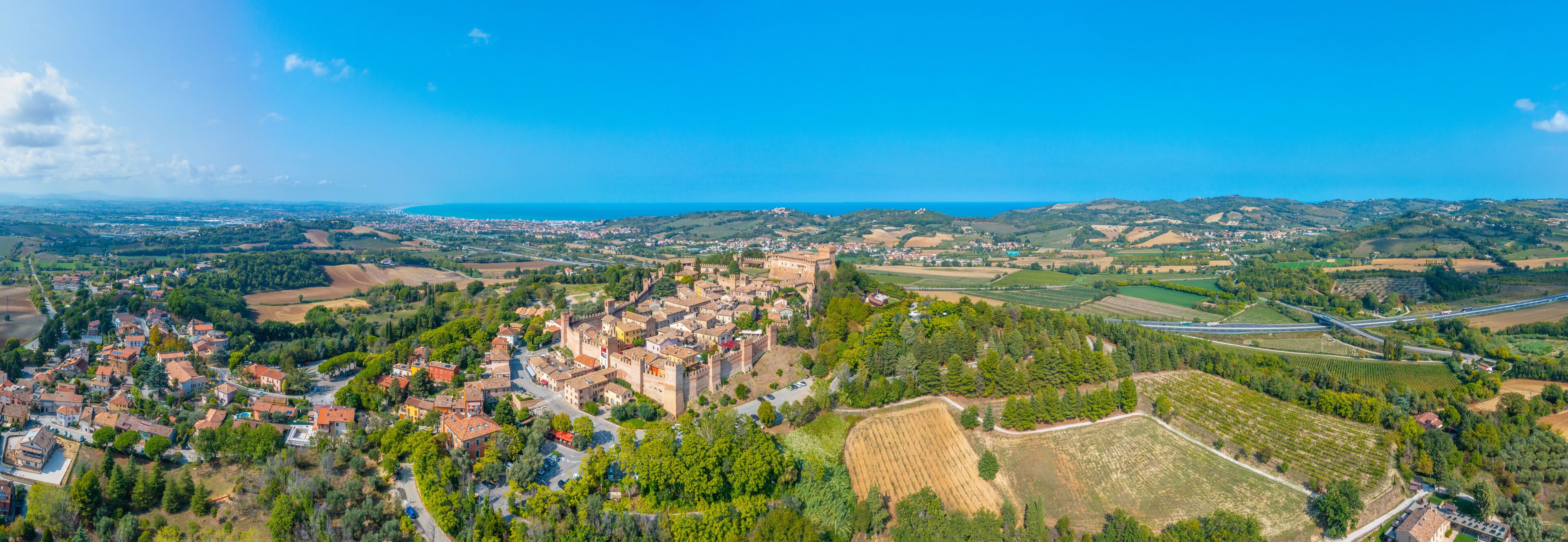 Aerial view of Italian town Gradara