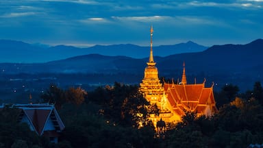 Doi Saket Temple in blue twilight sky , Chiang mai , Thailand