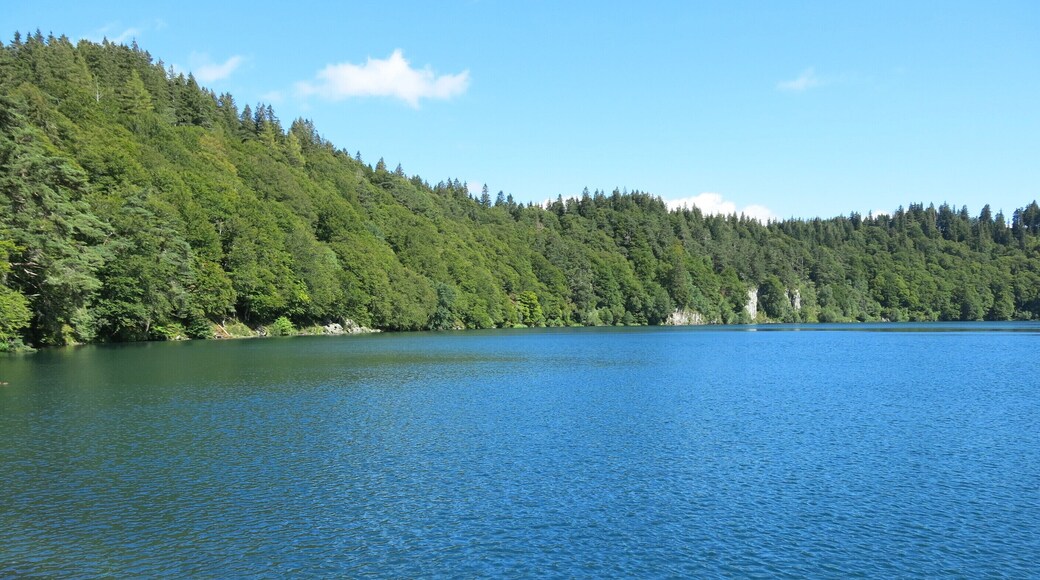 Blue colour of the Pavin lake (Puy-de-Dôme, France).