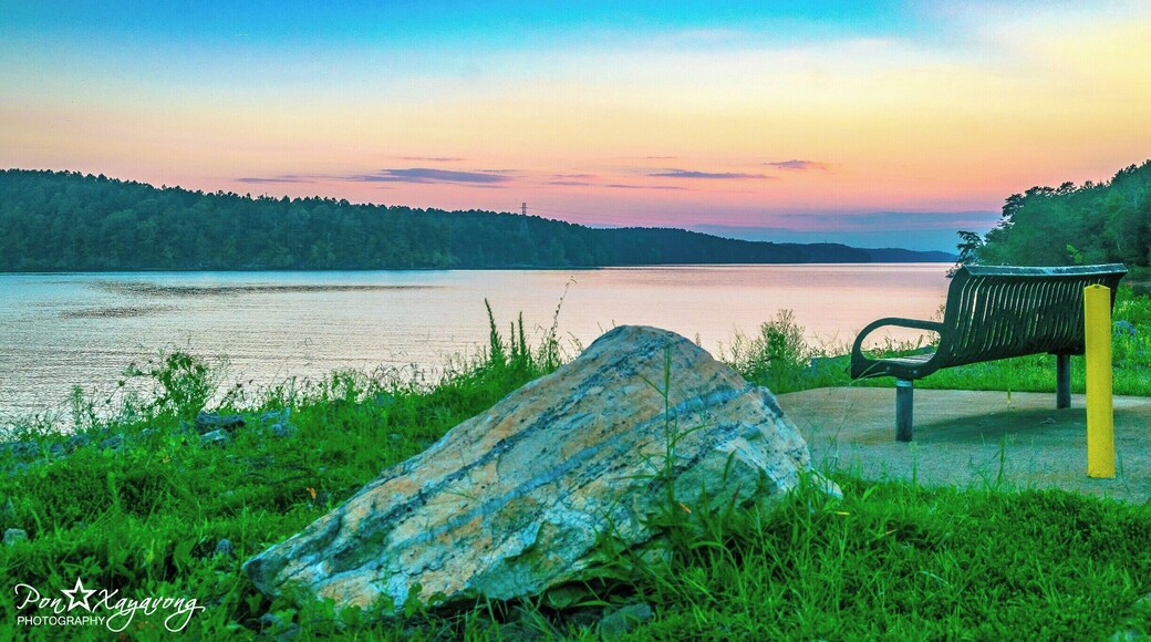 Beautiful view of Rhodhiss Lake from the boat ramp. Good place to fish and hike or chill and watch the sunset.