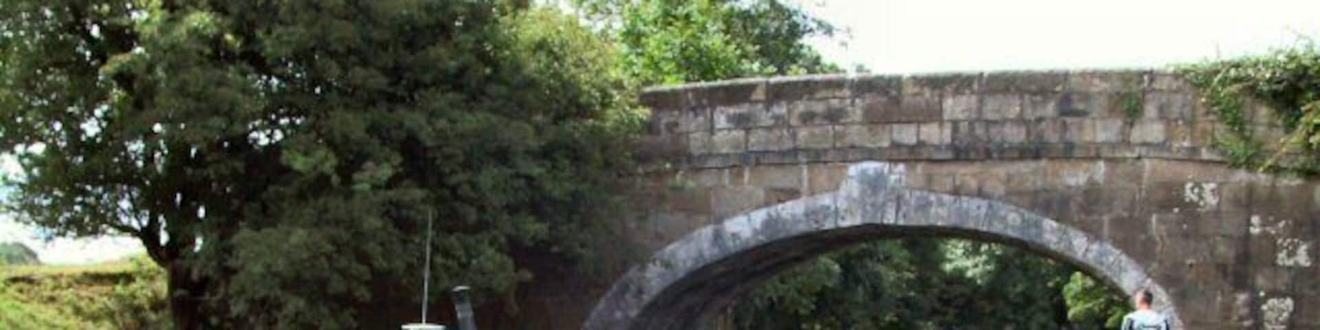 Tranquility. On the Lancaster Canal at Barkers Bridge, where road, rail and canal run side by side.
