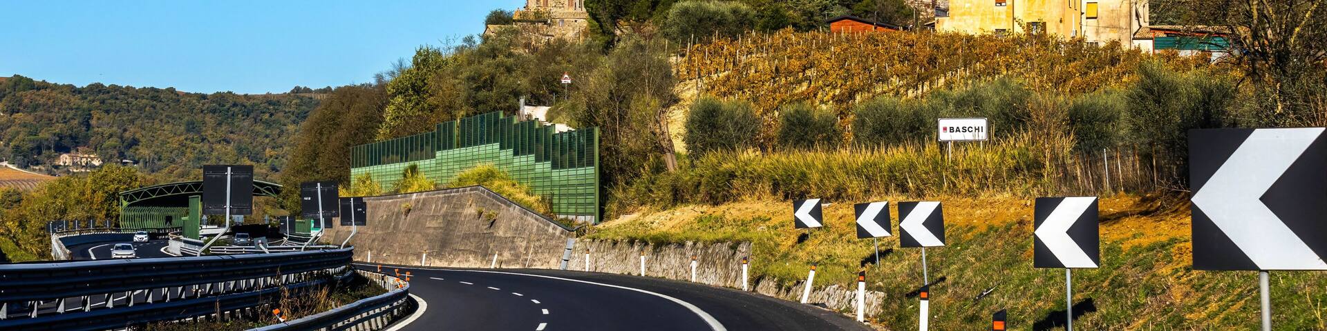 Beautiful view of church of Baschi town in Terni Italy