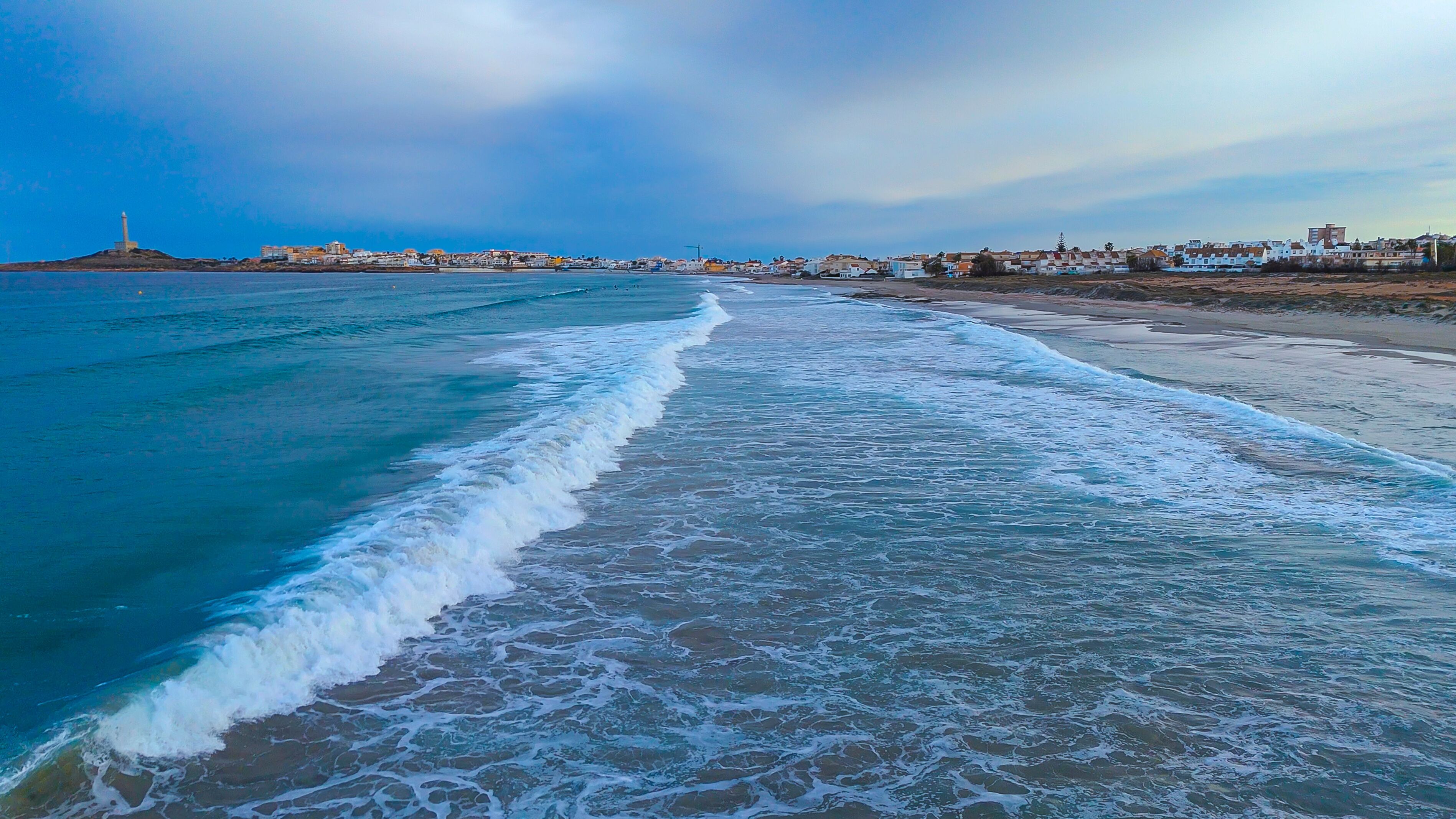 Aerial view of La Manga del Mar Menor, Region of Murcia, Spain