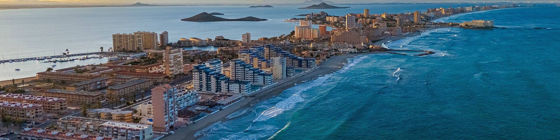 Aerial view of La Manga del Mar Menor, Region of Murcia, Spain