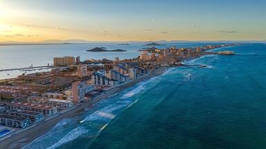 Aerial view of La Manga del Mar Menor, Region of Murcia, Spain