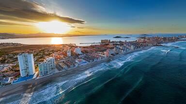 Aerial view of La Manga del Mar Menor, Region of Murcia, Spain