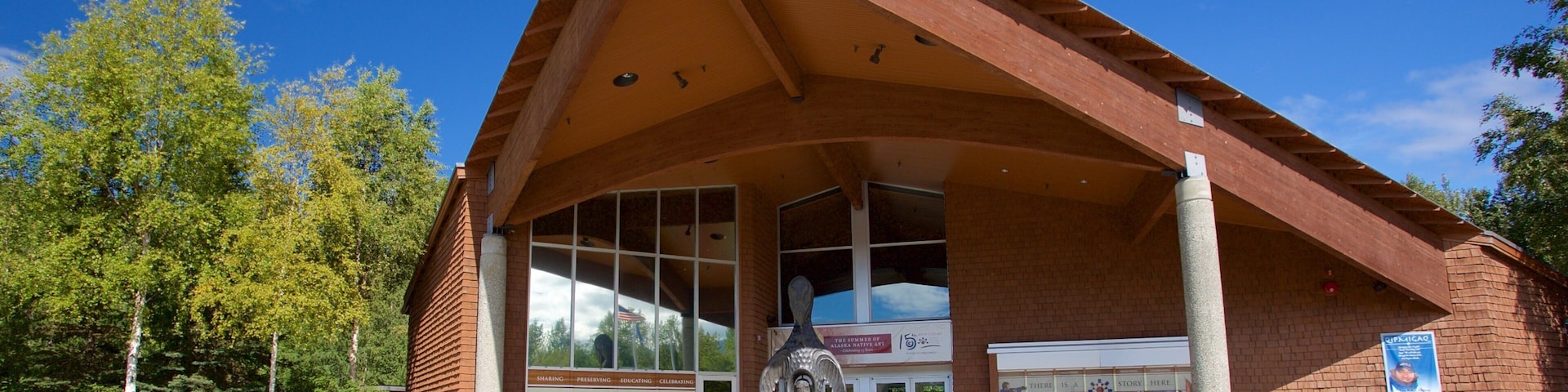 Alaska Native Heritage Center showing a statue or sculpture