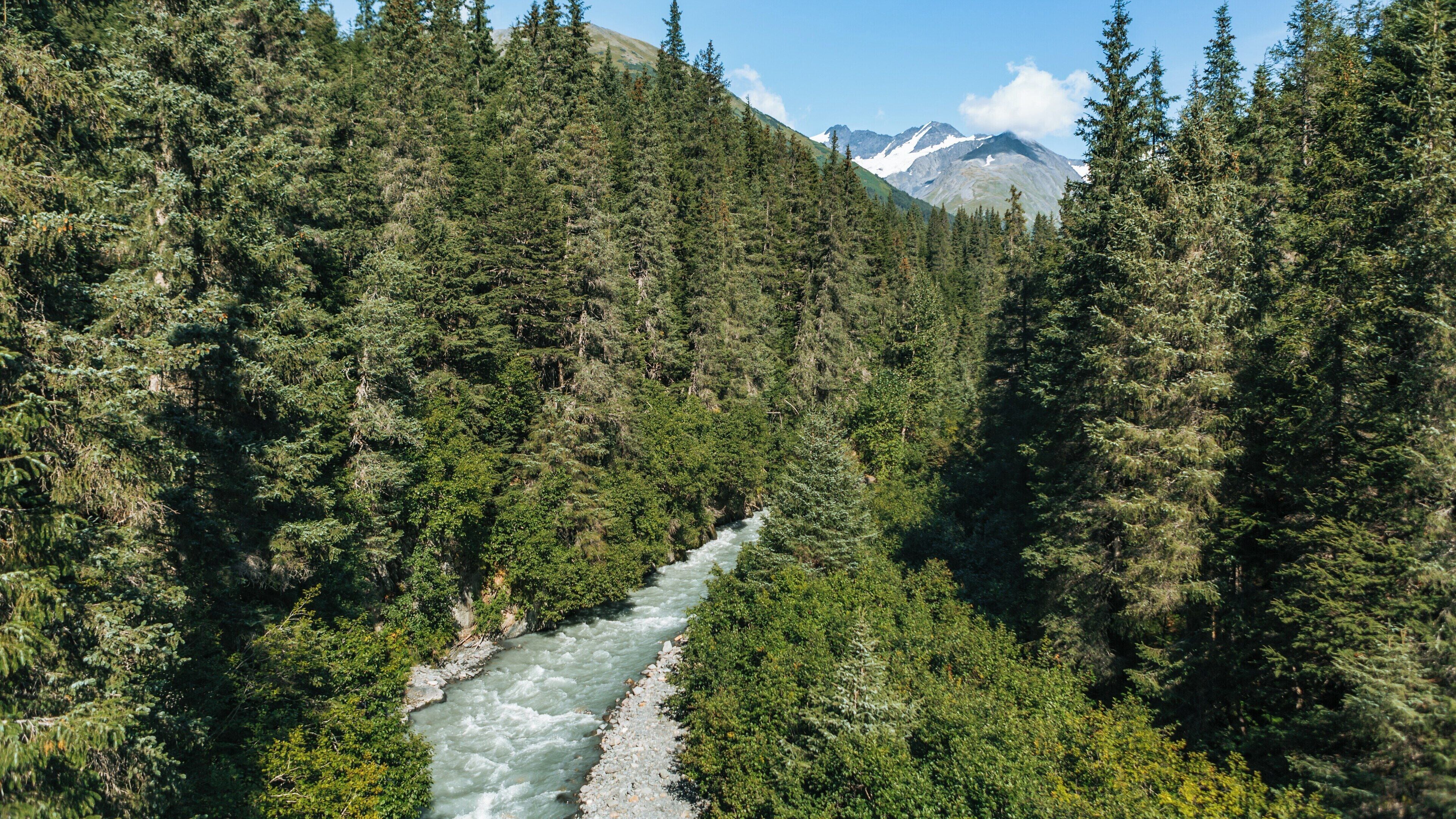 Girdwood, Alaska showcases stunning landscapes with the Alyeska Ski Resort surrounded by majestic mountains and lush forests