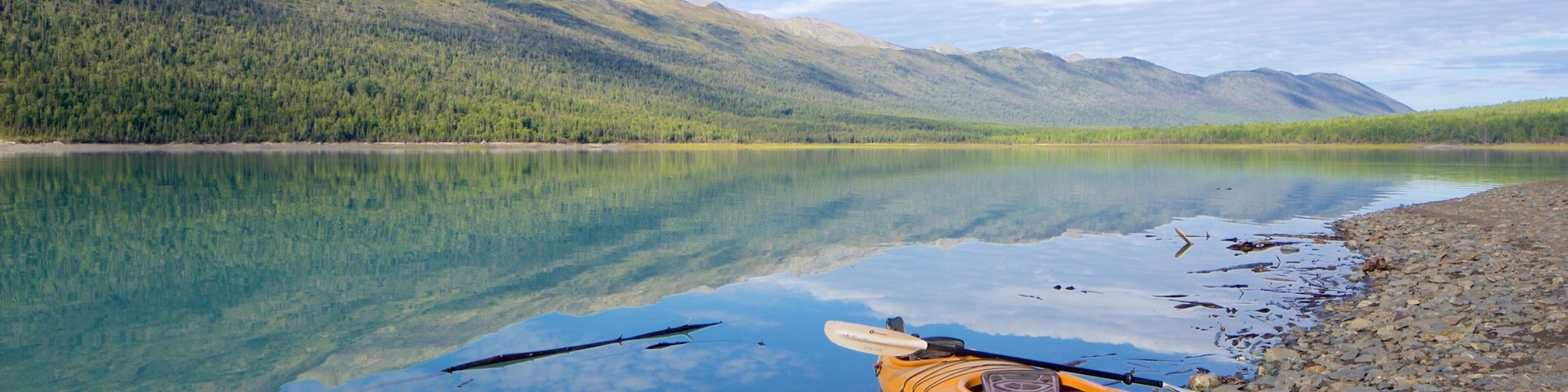 Eklutna Lake featuring a lake or waterhole and kayaking or canoeing