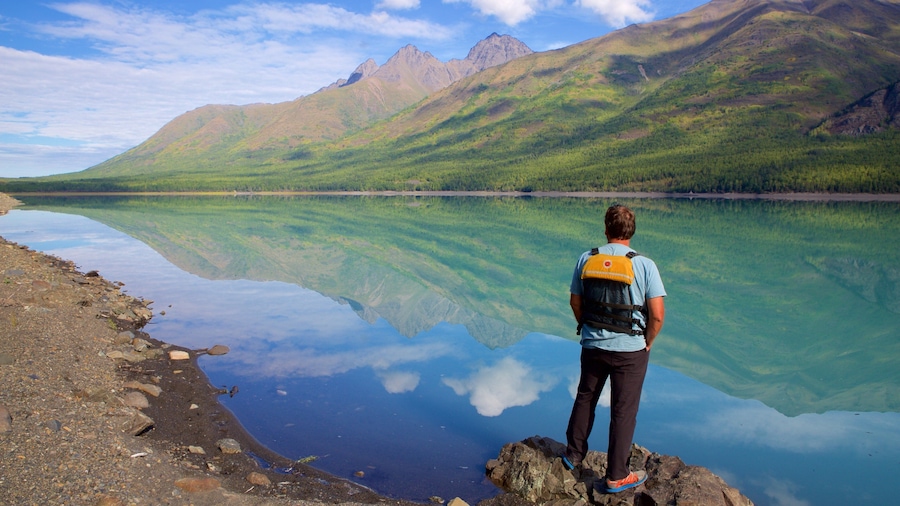 Eklutna Lake which includes a lake or waterhole as well as an individual male