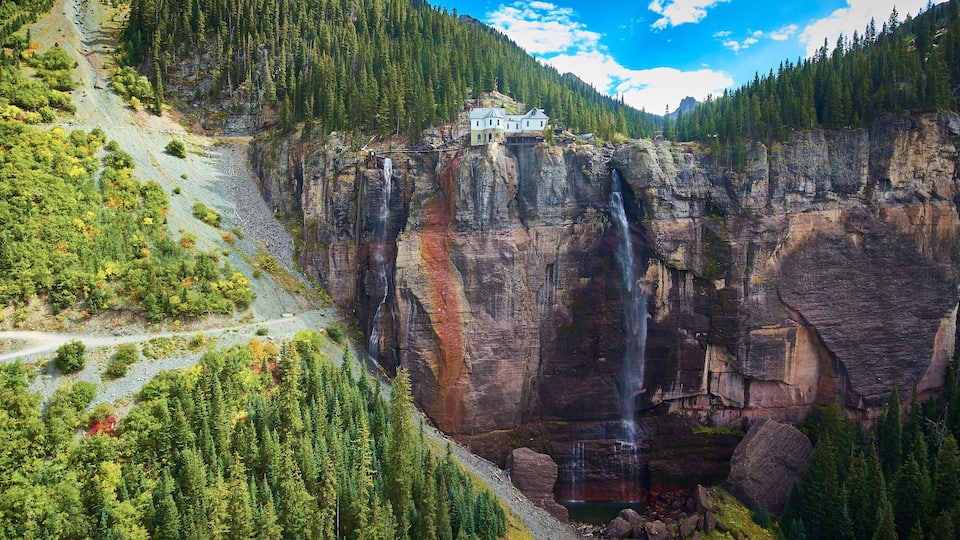 Aerial Bridal Veil Falls Telluride