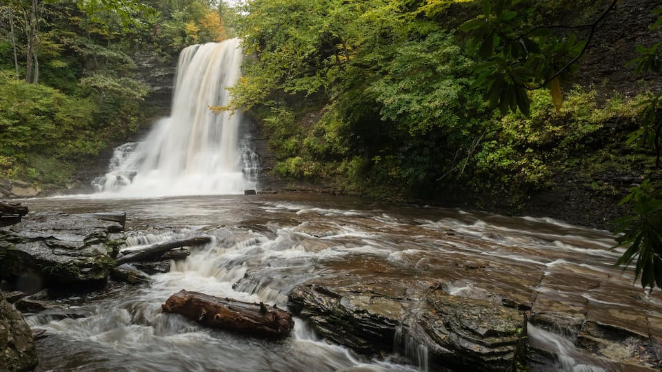 Waterfall and shallow rocky stream