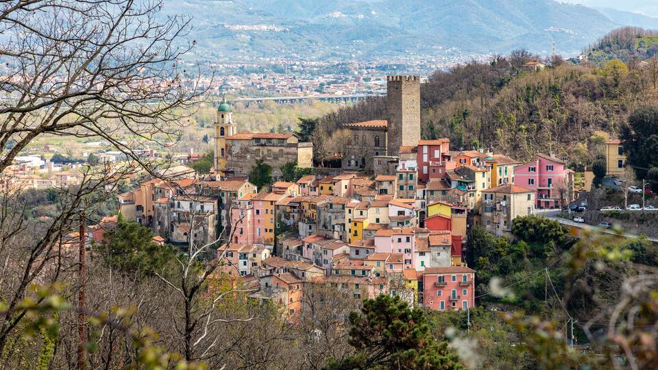 View of Arcola, a medieval village near La Spezia, Liguria, Italy
