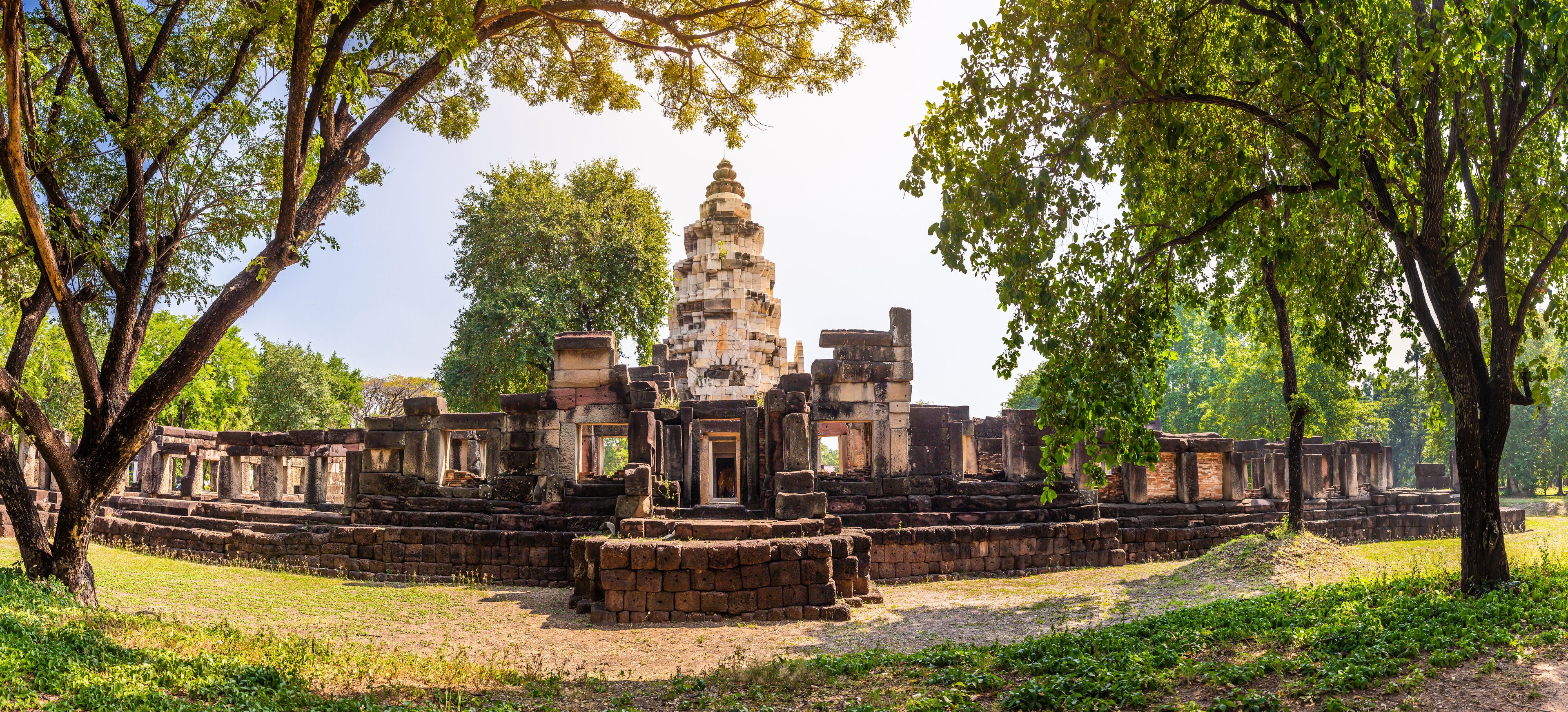Panorama of Prasat Phanom Wan Historical Park, Nakhon ratchasima, Thailand. Built from sandstone in ancient Khmer times