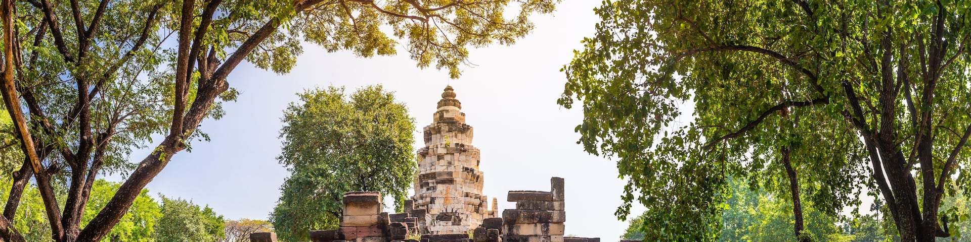Panorama of Prasat Phanom Wan Historical Park, Nakhon ratchasima, Thailand. Built from sandstone in ancient Khmer times