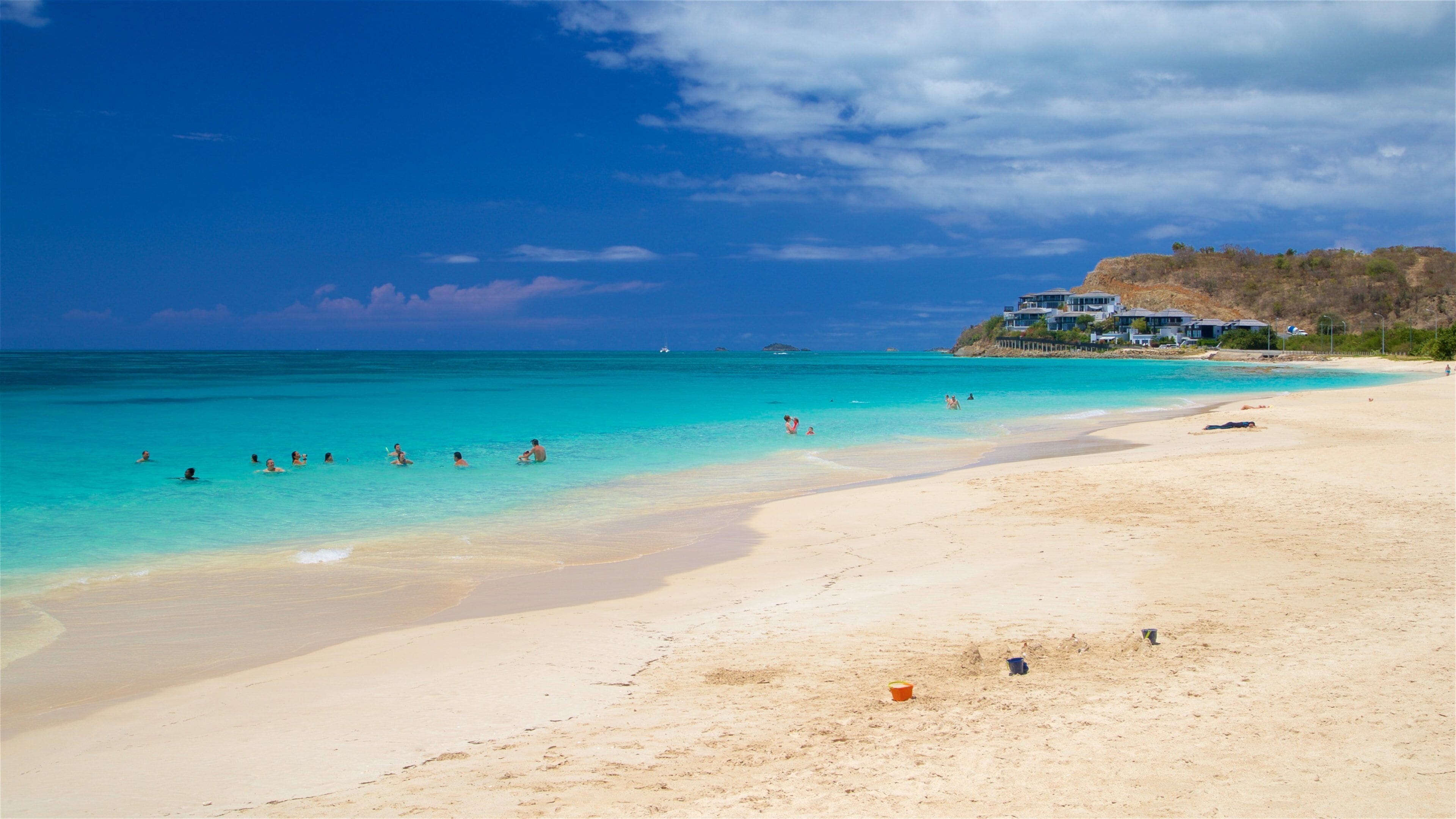 Darkwood Beach which includes general coastal views, swimming and a beach