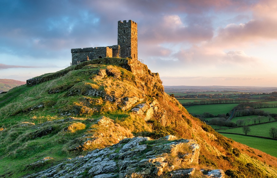 A chapel perched on the top of Brentor on Dartmoor National Park in Devon; Shutterstock ID 330429611; Purchase Order: -