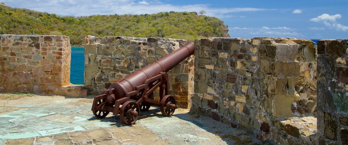 Fort Berkeley featuring views, heritage elements and military items