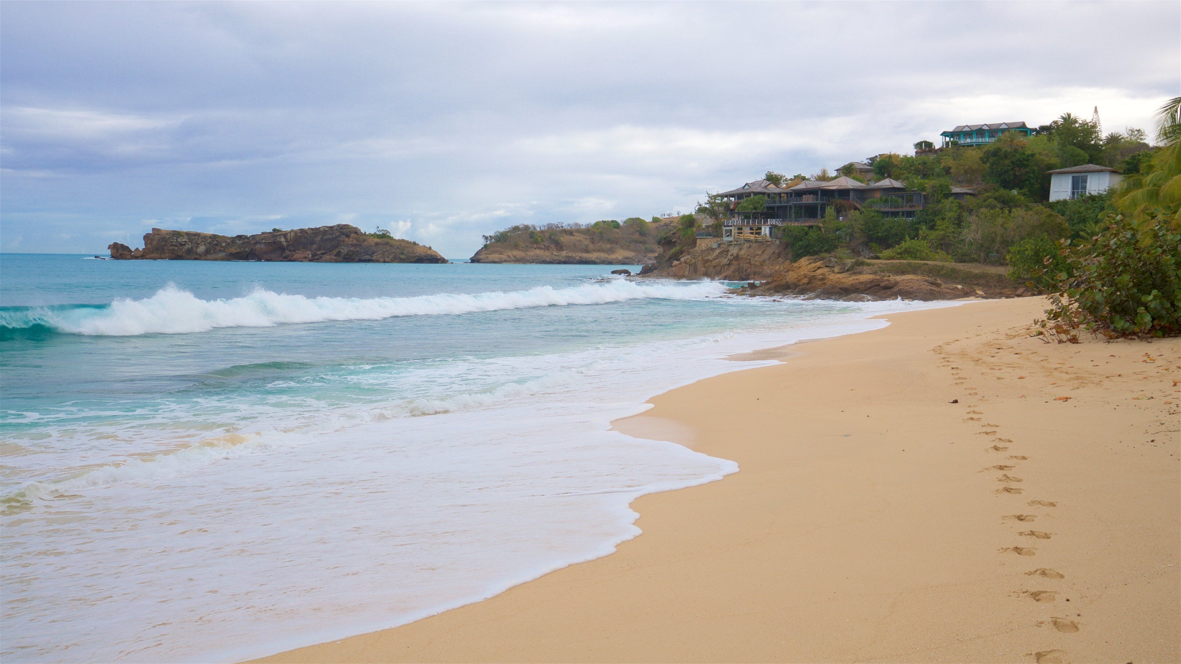 Galley Bay which includes a beach, general coastal views and island images