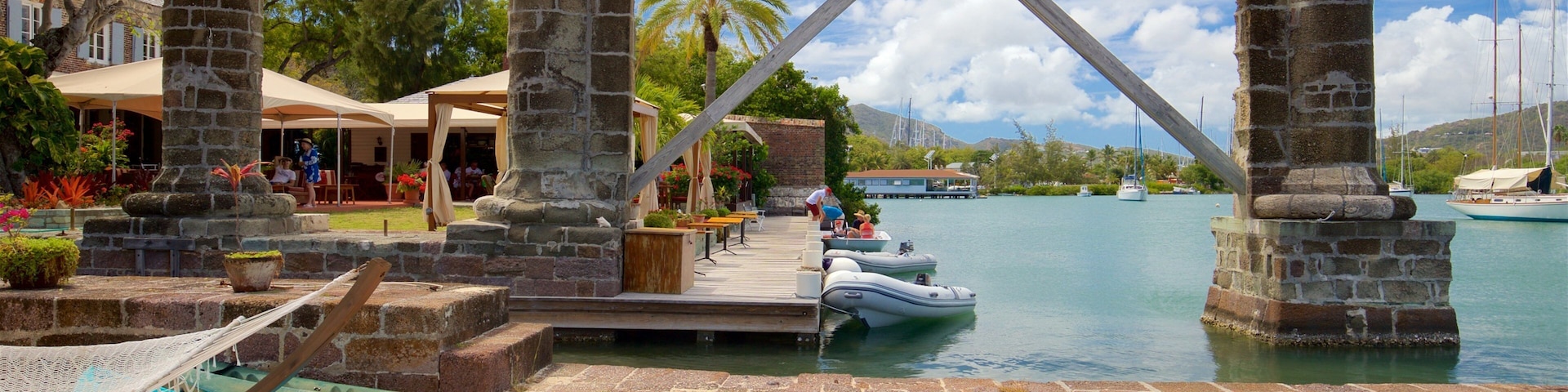 Nelson\'s Dockyard featuring a bay or harbor