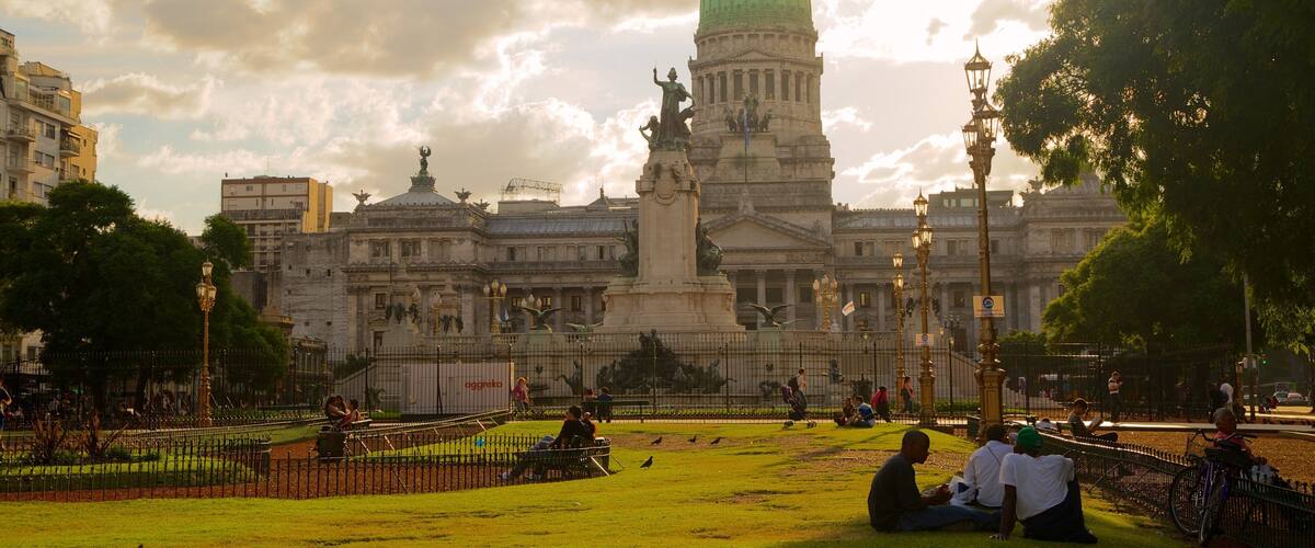 Argentine National Congress which includes heritage architecture and a park