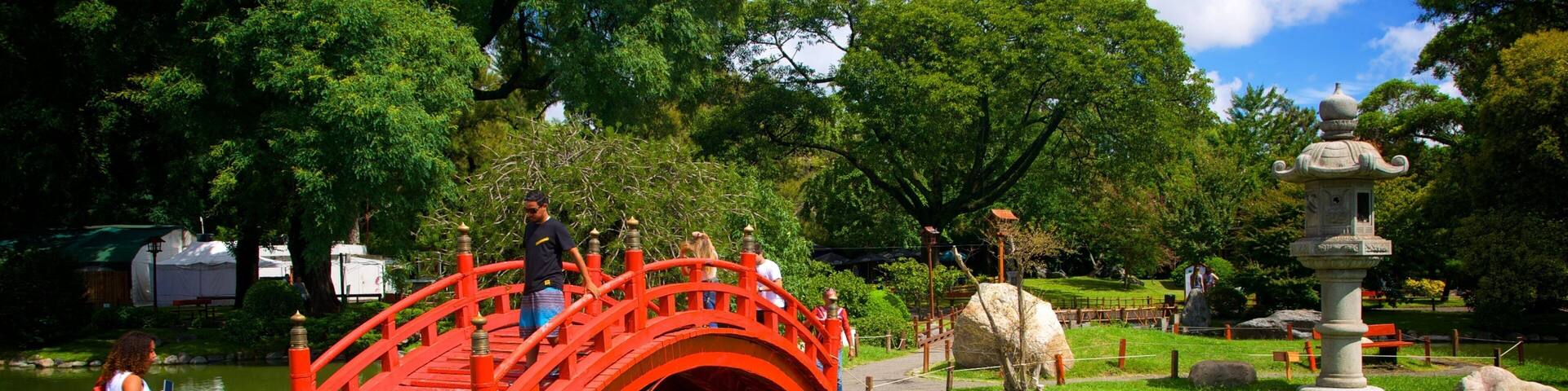 Jardin japonais mettant en vedette mare et jardin