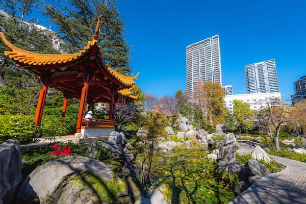 Landscape view of the Chinese garden of friendship in Chinatown One of the most famous tourist spots in Sydney, Australia.