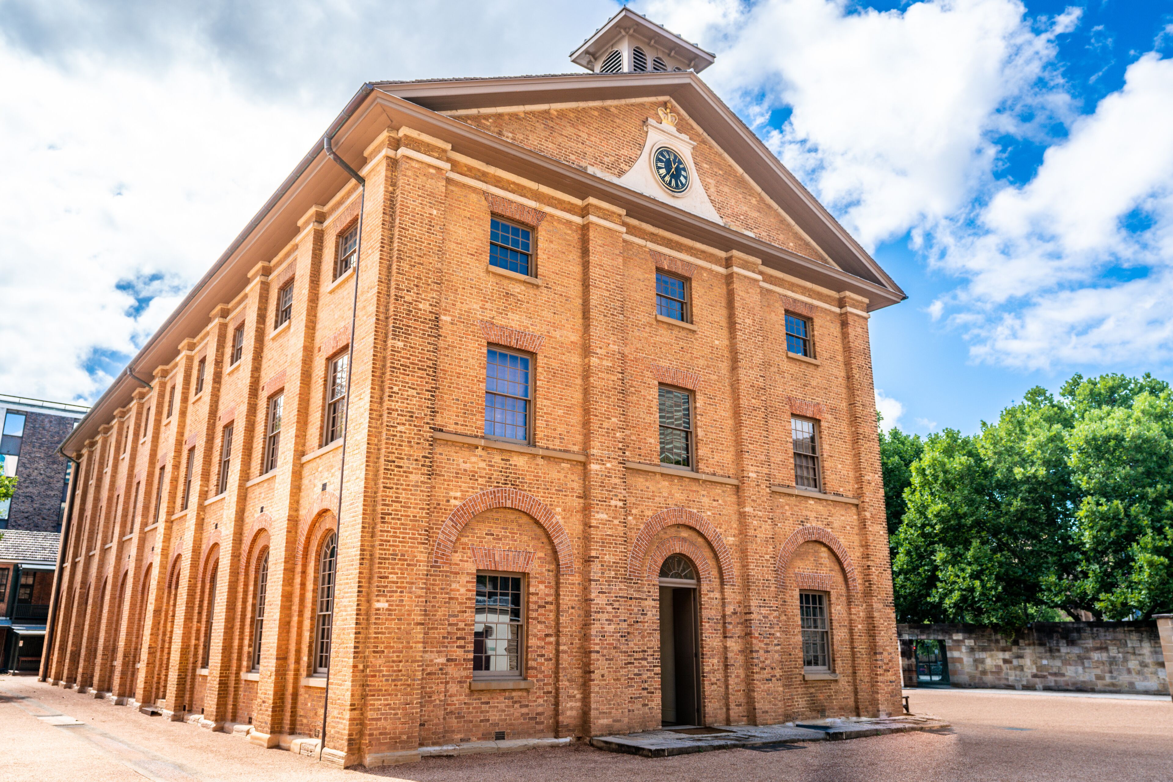 View of Hyde park barracks main building a sandstock bricks heritage building in Sydney Australia