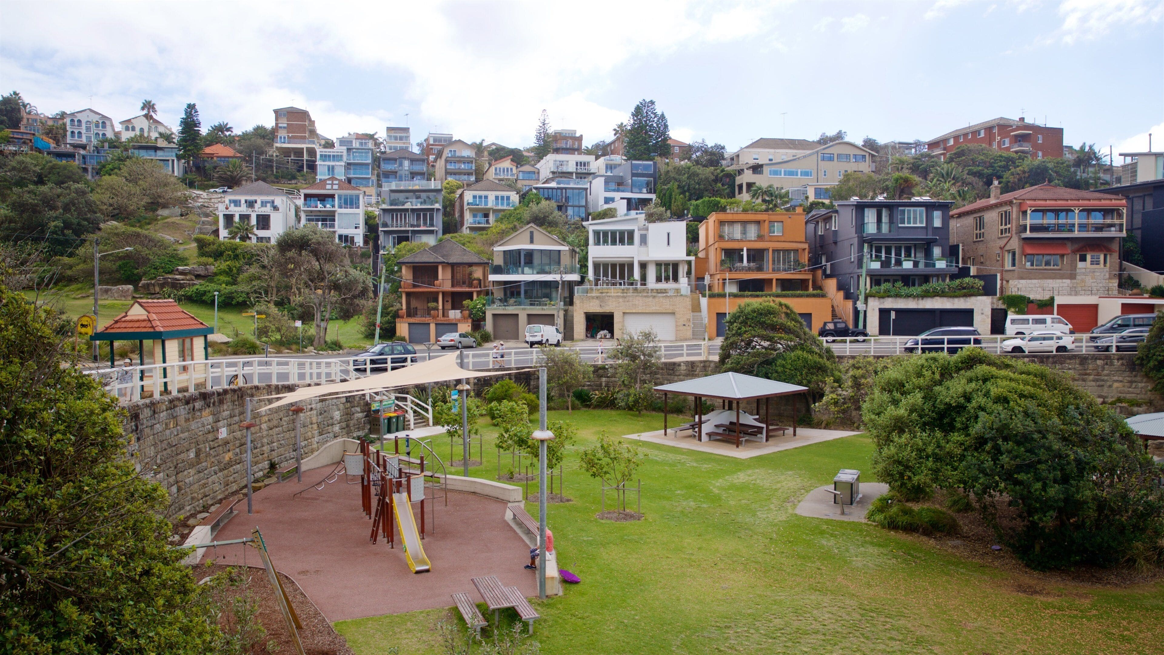 Tamarama Beach featuring a coastal town and a garden