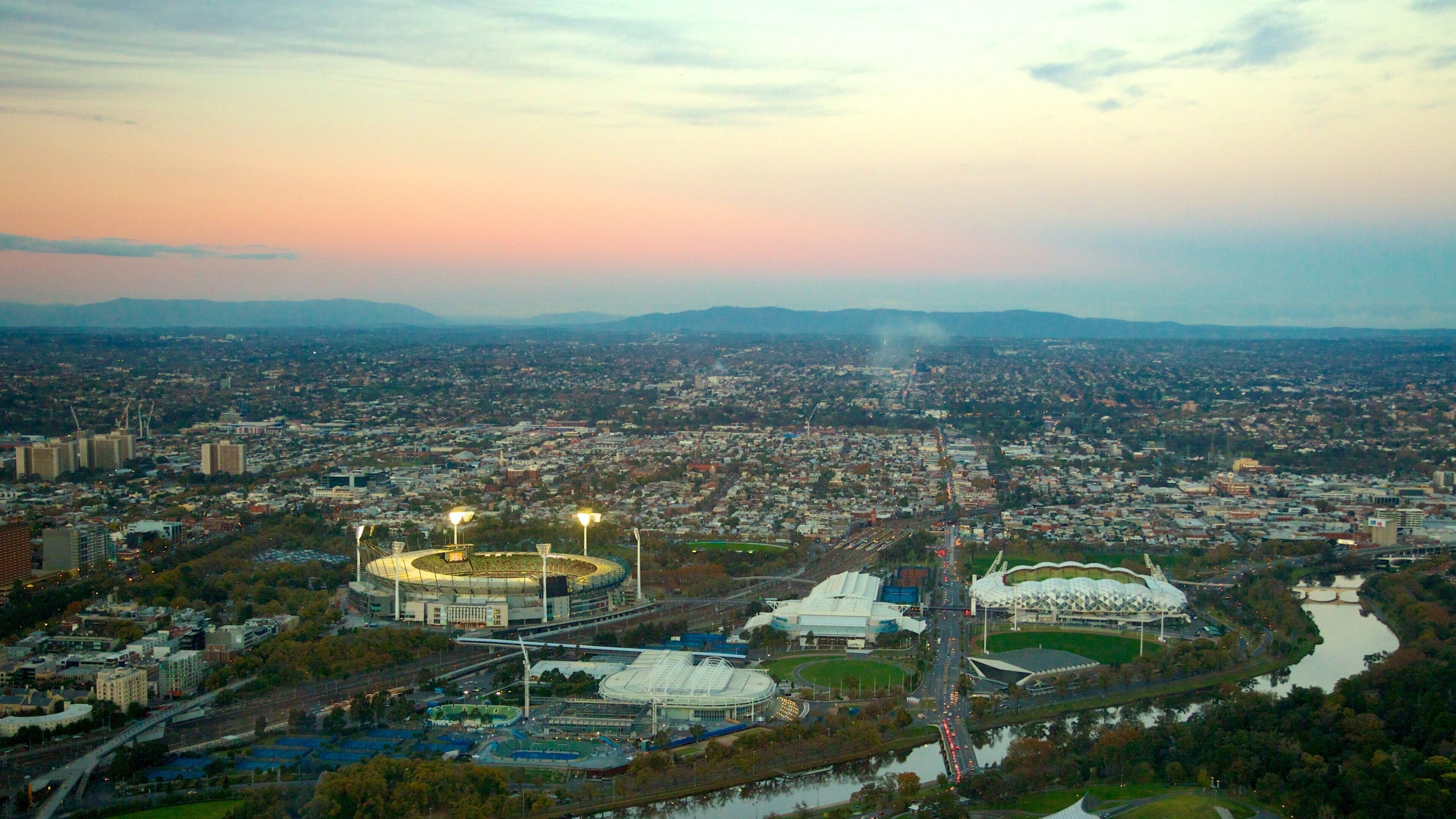 Eureka Tower which includes a sunset and a city