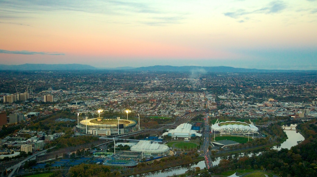 Eureka Tower which includes a sunset and a city