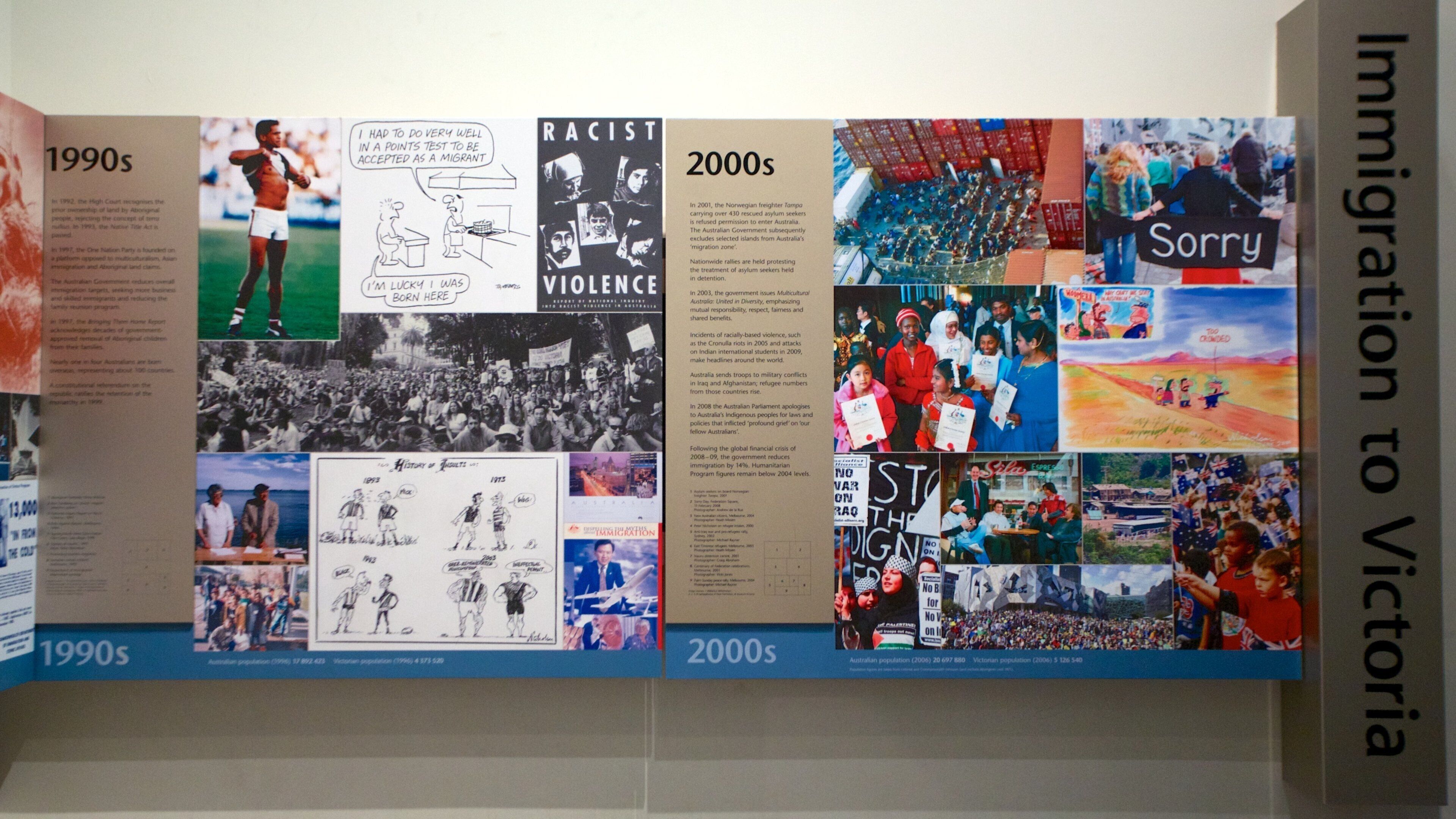 Immigration Museum showing signage and interior views