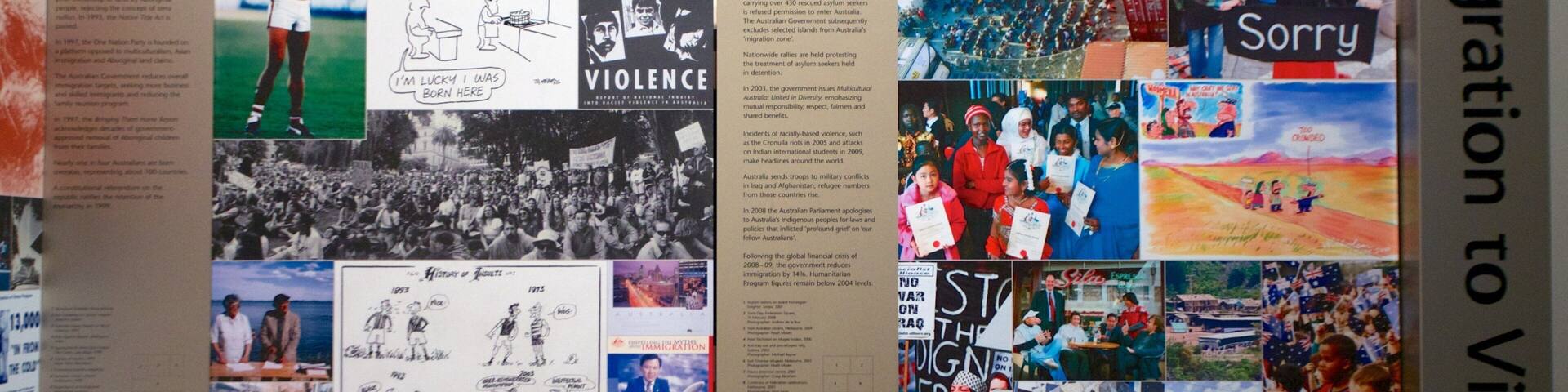 Immigration Museum showing signage and interior views