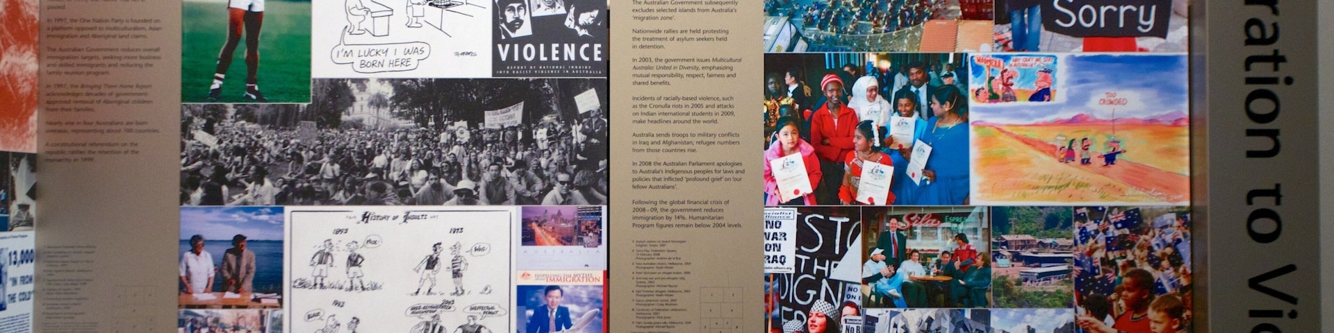 Immigration Museum showing signage and interior views