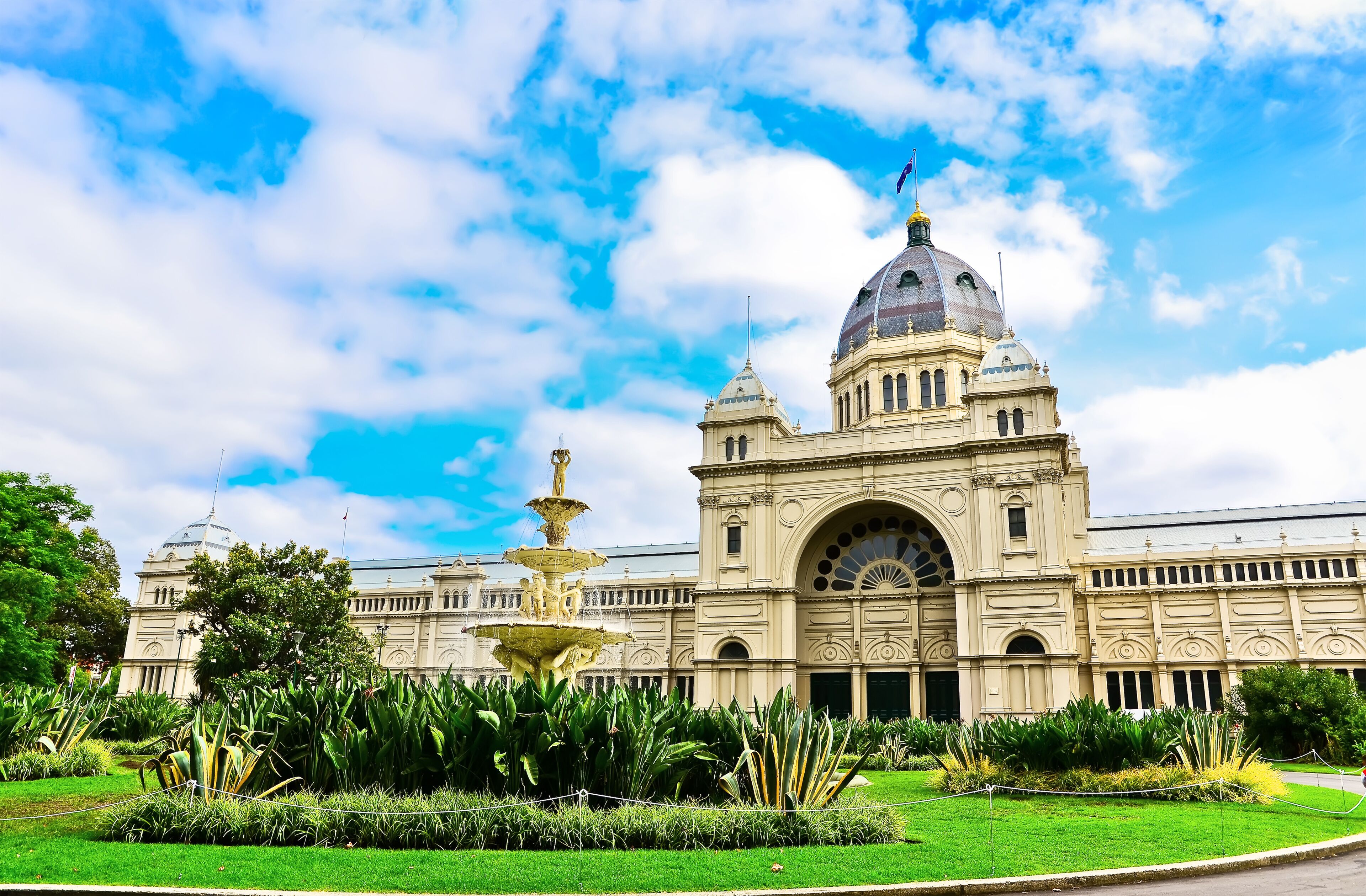 View of the Royal Exhibition Building in Melbourne, Australia.