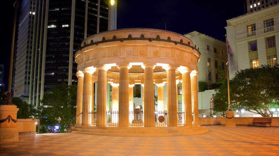 ANZAC Square War Memorial featuring a skyscraper, a city and views